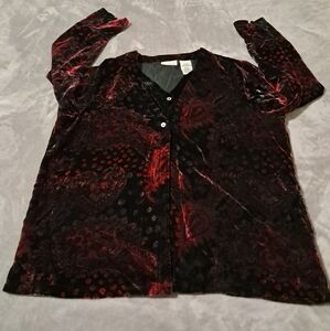 Womens Y2K Velvet Burnout Whimsigoth Overlay Button Top Dark Fairy 14W/16W.